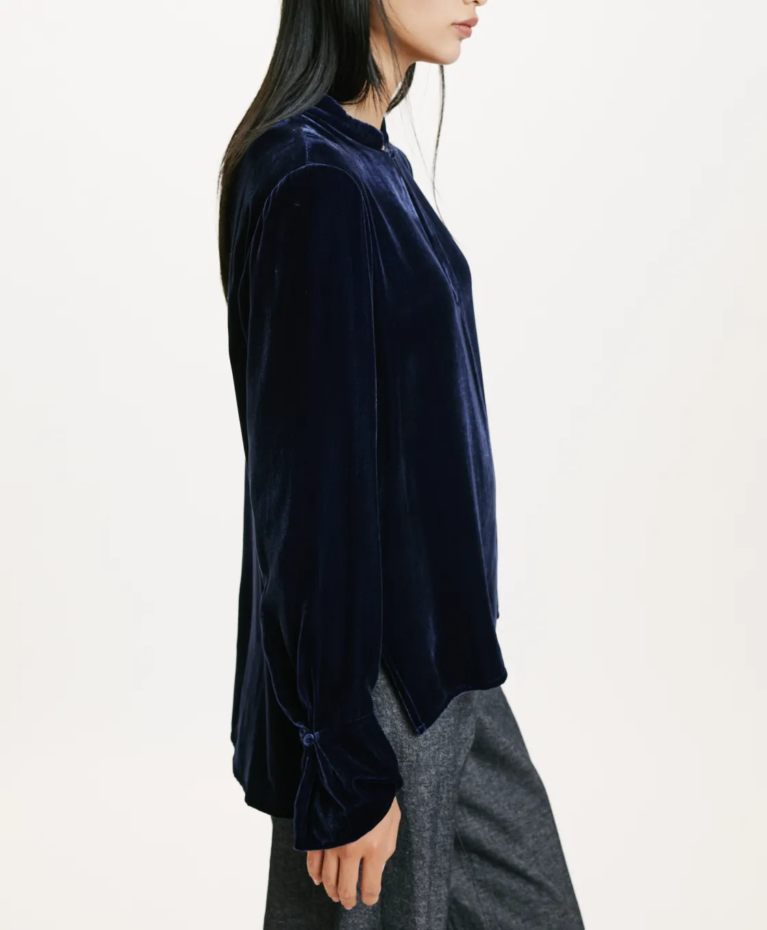 Momoni Chemises Et Blouses*BLOUSE AISU EN VELOURS MÉLANGE DE SOIE LISSE - Indigo