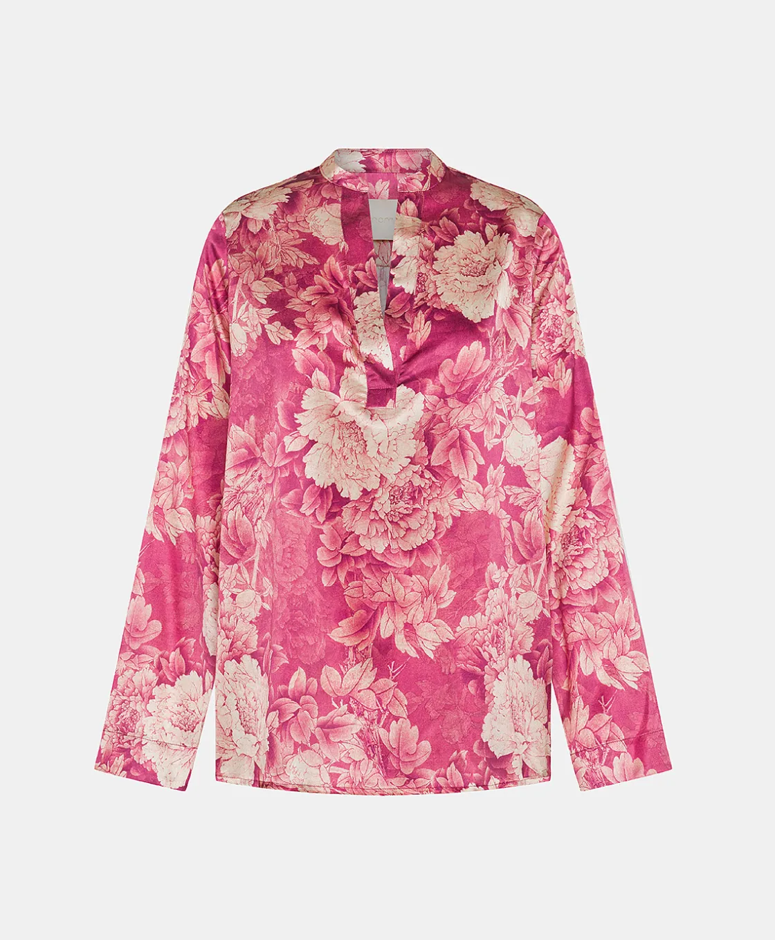 Momoni Chemises Et Blouses*BLOUSE ATLANTA EN SATIN STRETCH IMPRIMÉ - FUCHSIA/CRÈME Fuchsia/Crème