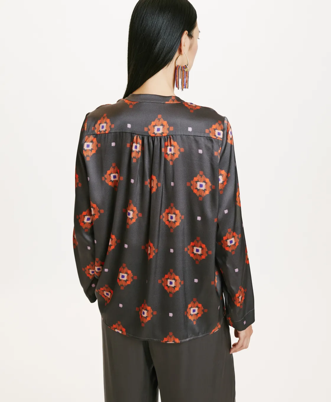 Momoni Chemises Et Blouses*BLOUSE ATLANTA EN SATIN STRETCH IMPRIMÉ - Boue/Lilas