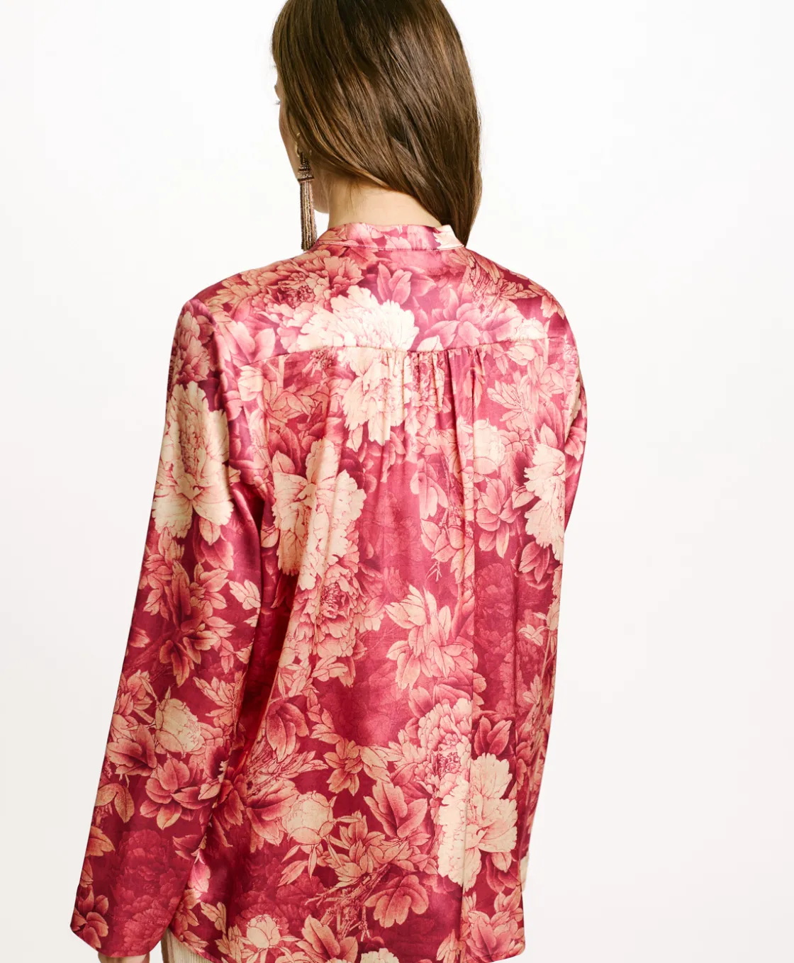 Momoni Chemises Et Blouses*BLOUSE ATLANTA EN SATIN STRETCH IMPRIMÉ - FUCHSIA/CRÈME Fuchsia/Crème