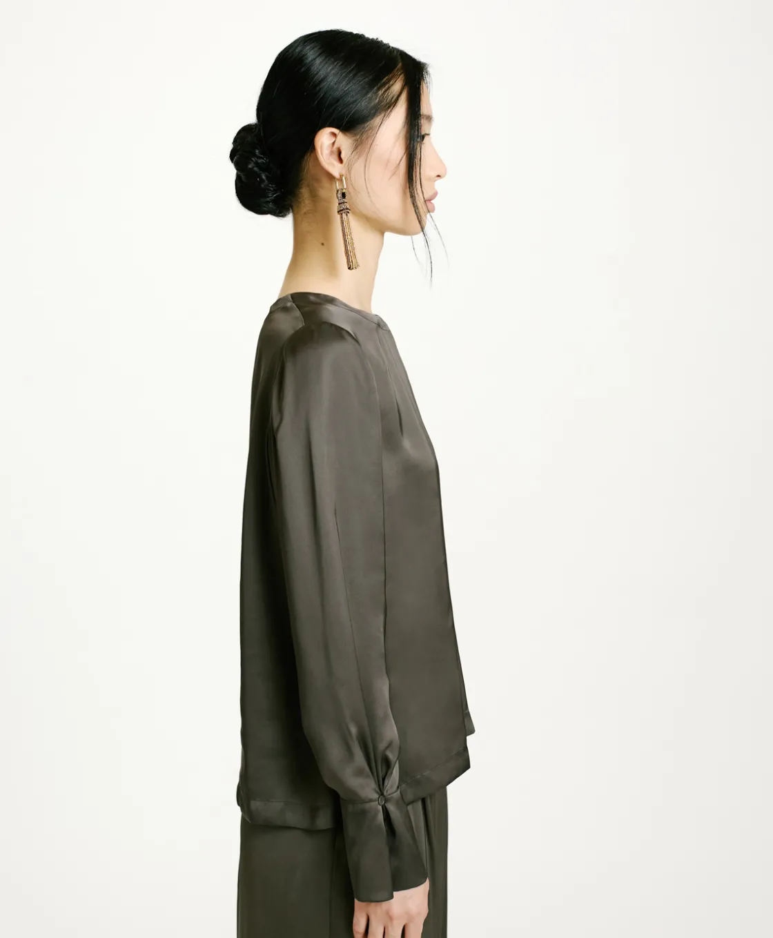 Momoni Chemises Et Blouses*BLOUSE KENTA EN SOIE LAVÉE - VERT MILITAIRE VertMilitaire