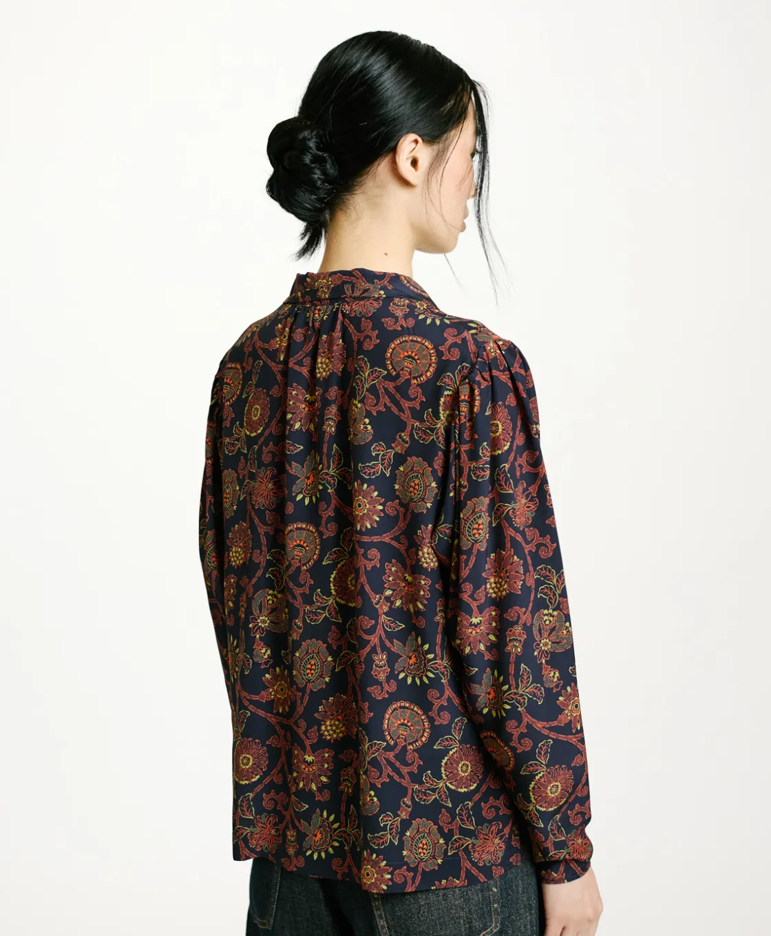 Momoni Chemises Et Blouses*BLOUSE NAGISO EN CRÊPE DE CHINE IMPRIMÉ - Bleu/Orange