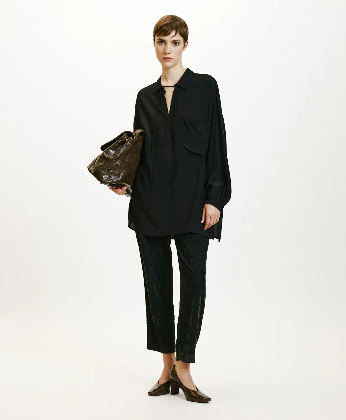 Momoni Chemises Et Blouses*BLOUSE OGATA EN RAYONNE LÉGÈRE UNIE - Noir