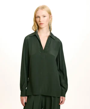 Momoni Chemises Et Blouses*BLOUSE SUE EN ACÉTATE/SOIE UNI - FORÊT Forêt