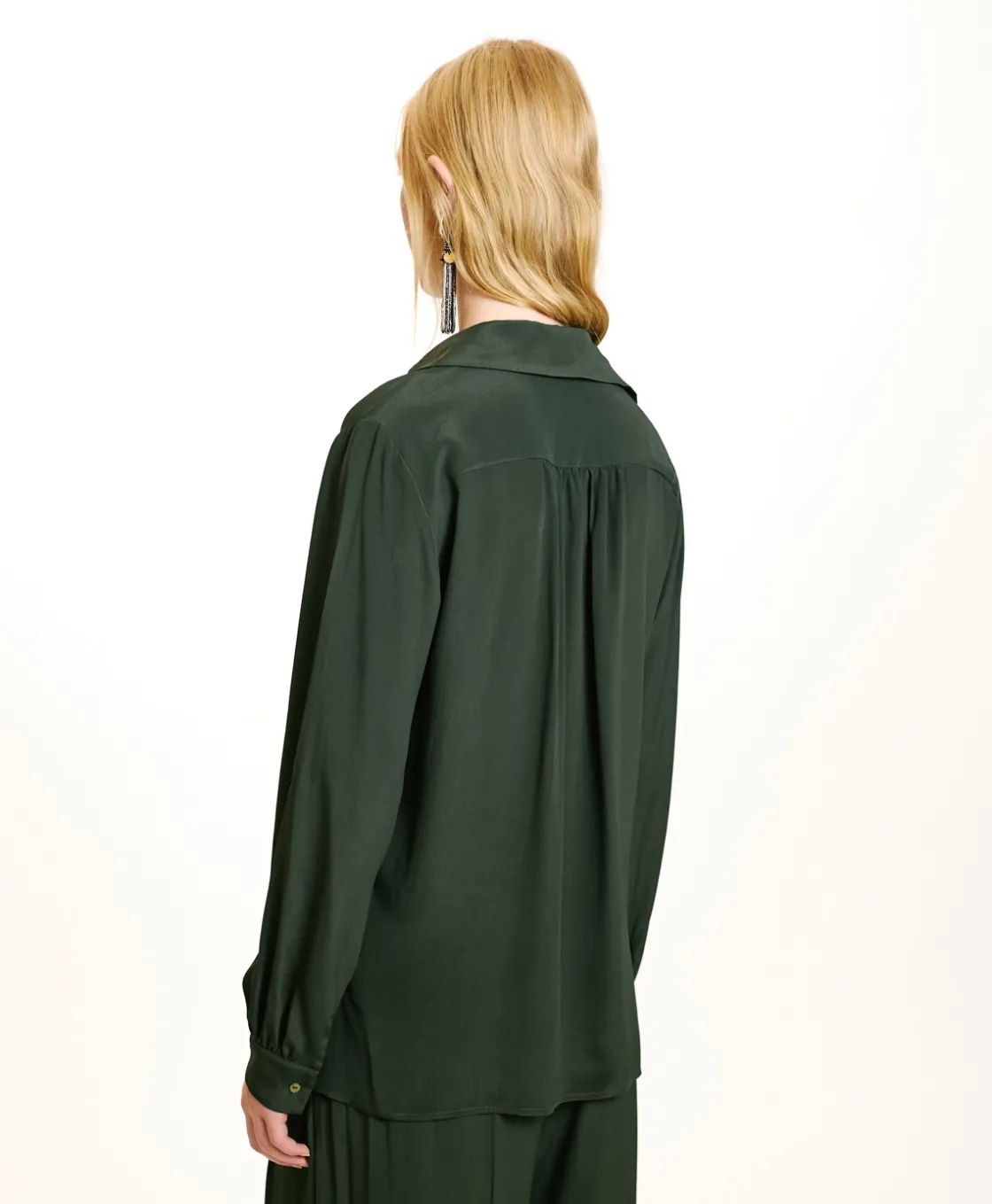 Momoni Chemises Et Blouses*BLOUSE SUE EN ACÉTATE/SOIE UNI - FORÊT Forêt