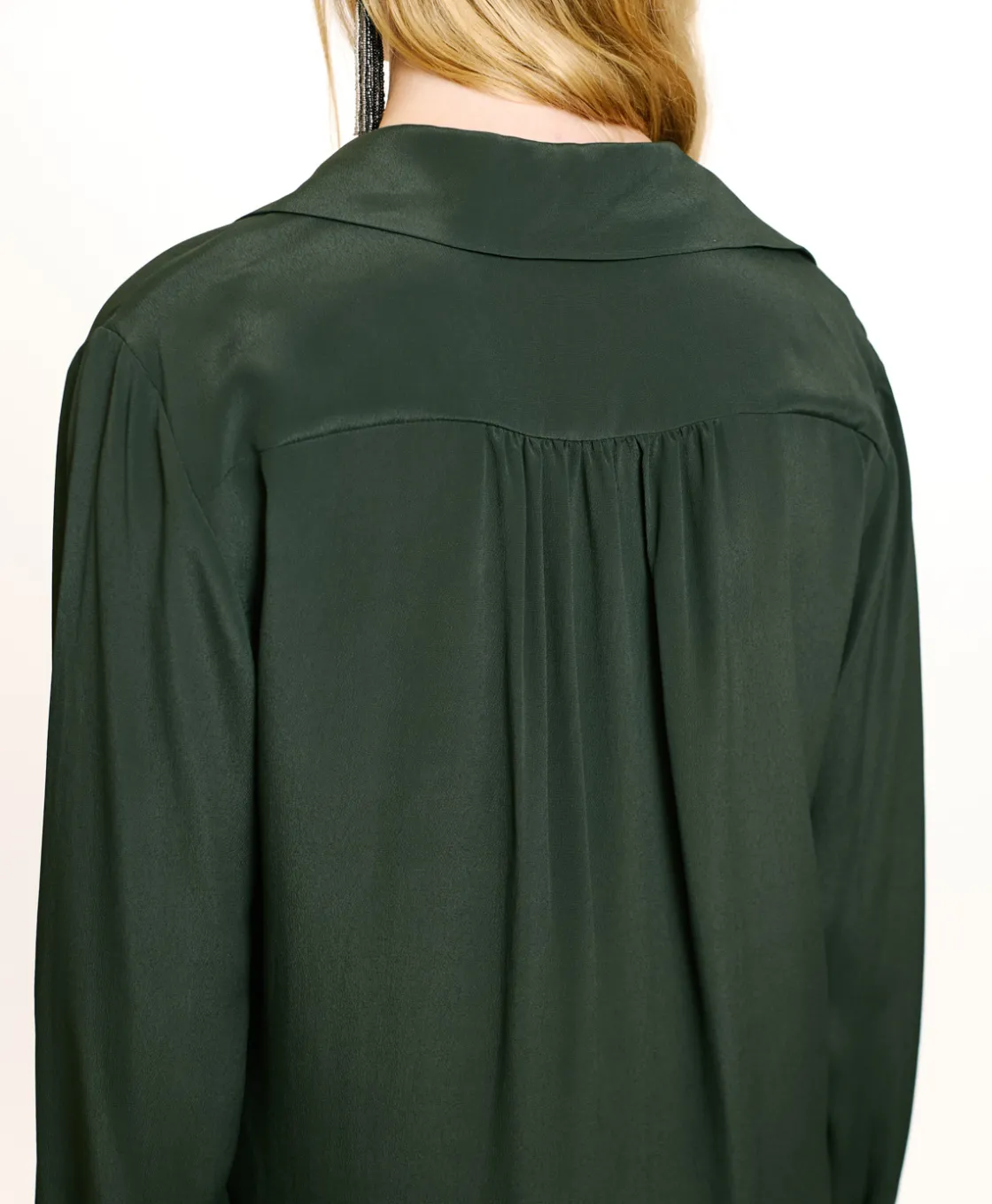 Momoni Chemises Et Blouses*BLOUSE SUE EN ACÉTATE/SOIE UNI - FORÊT Forêt