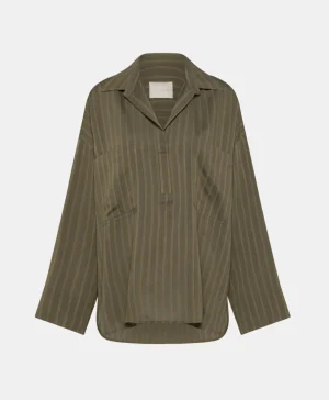 Momoni Chemises Et Blouses*BLOUSE TOWADA EN POPELINE FAÇONNÉE - Militaire/Moutarde