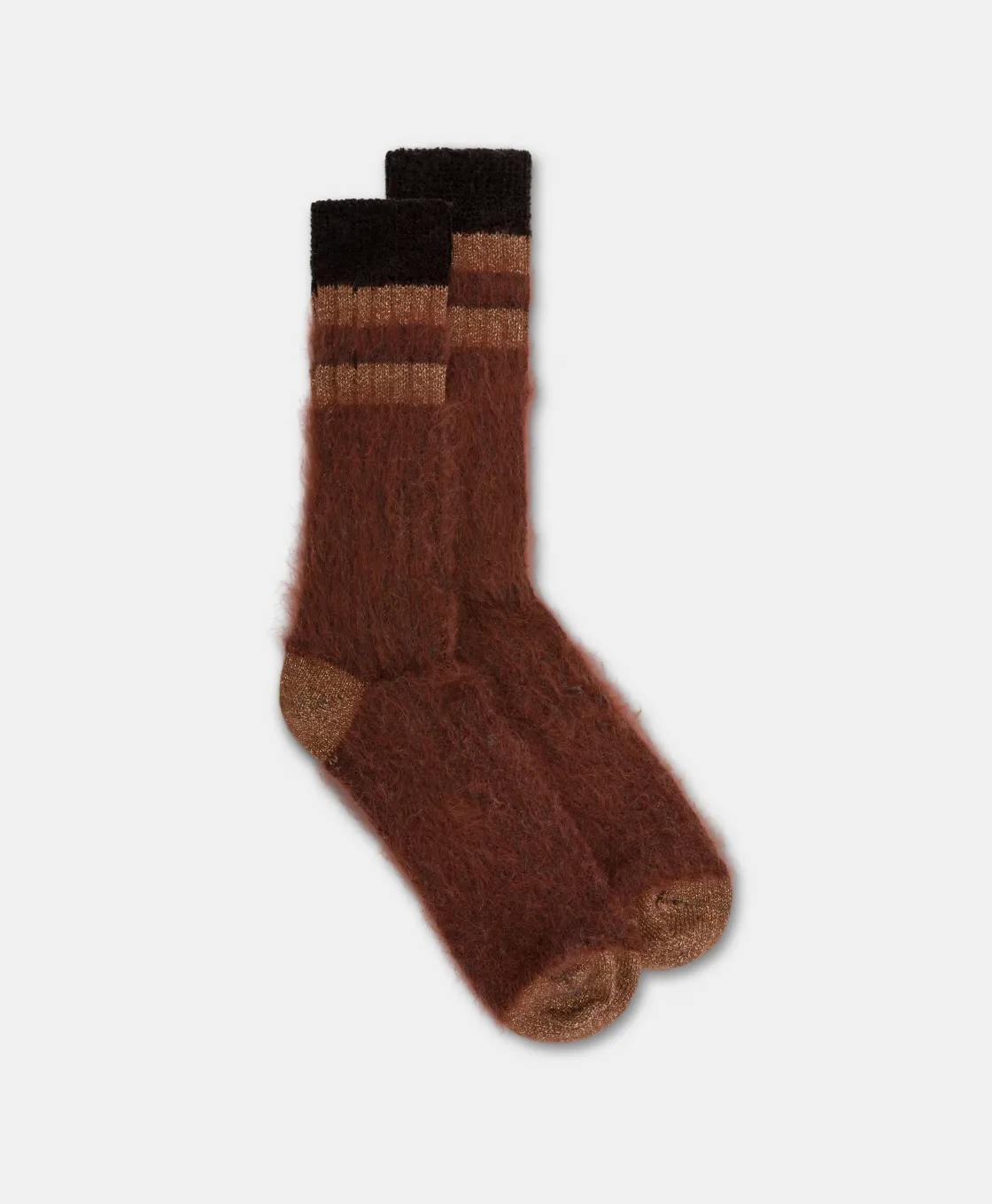 Momoni Chaussettes*CHAUSSETTES JOSHI EN CHAUSSETTE EN ALPAGA ET CHENILLE - BRUN BRÛLÉ BrunBrûlé