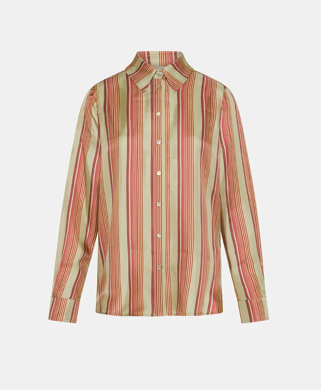 Momoni Chemises Et Blouses*CHEMISIER ARLES EN SERGÉ DE SOIE IMPRIMÉ - VERT AQUA/ROUGE VertAqua/Rouge