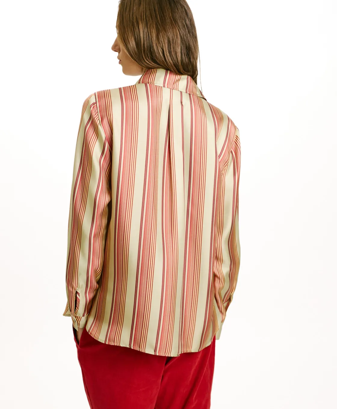 Momoni Chemises Et Blouses*CHEMISIER ARLES EN SERGÉ DE SOIE IMPRIMÉ - VERT AQUA/ROUGE VertAqua/Rouge