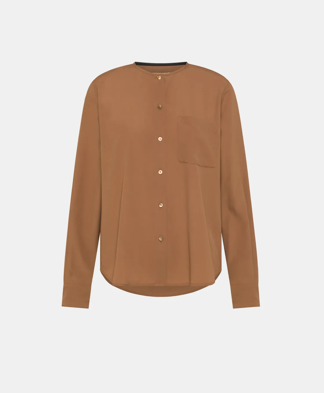 Momoni Costumes*CHEMISIER DARUMA EN ACÉTATE/SOIE UNI - Amande