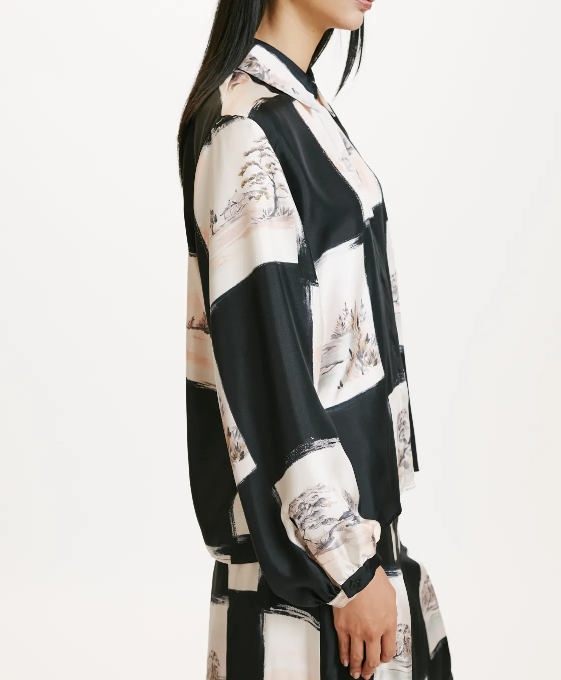 Momoni Chemises Et Blouses*CHEMISIER ICHIGO EN SERGÉ DE SOIE IMPRIMÉ - MULTICOLORE NOIR MulticoloreNoir