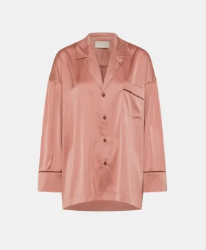 Momoni Chemises Et Blouses*CHEMISIER NAIME EN SATIN BICOLORE - ROSE ANTIQUE/BORDEAUX RoseAntique/Bordeaux