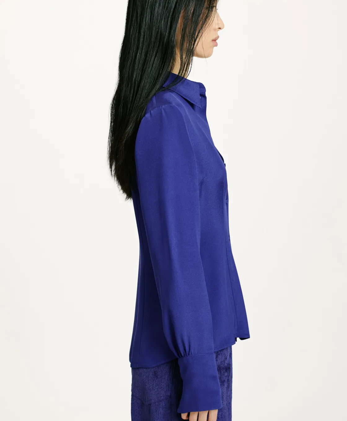 Momoni Chemises Et Blouses*CHEMISIER ORIGA EN MÉLANGE DE SOIE CRÊPE - Bleu