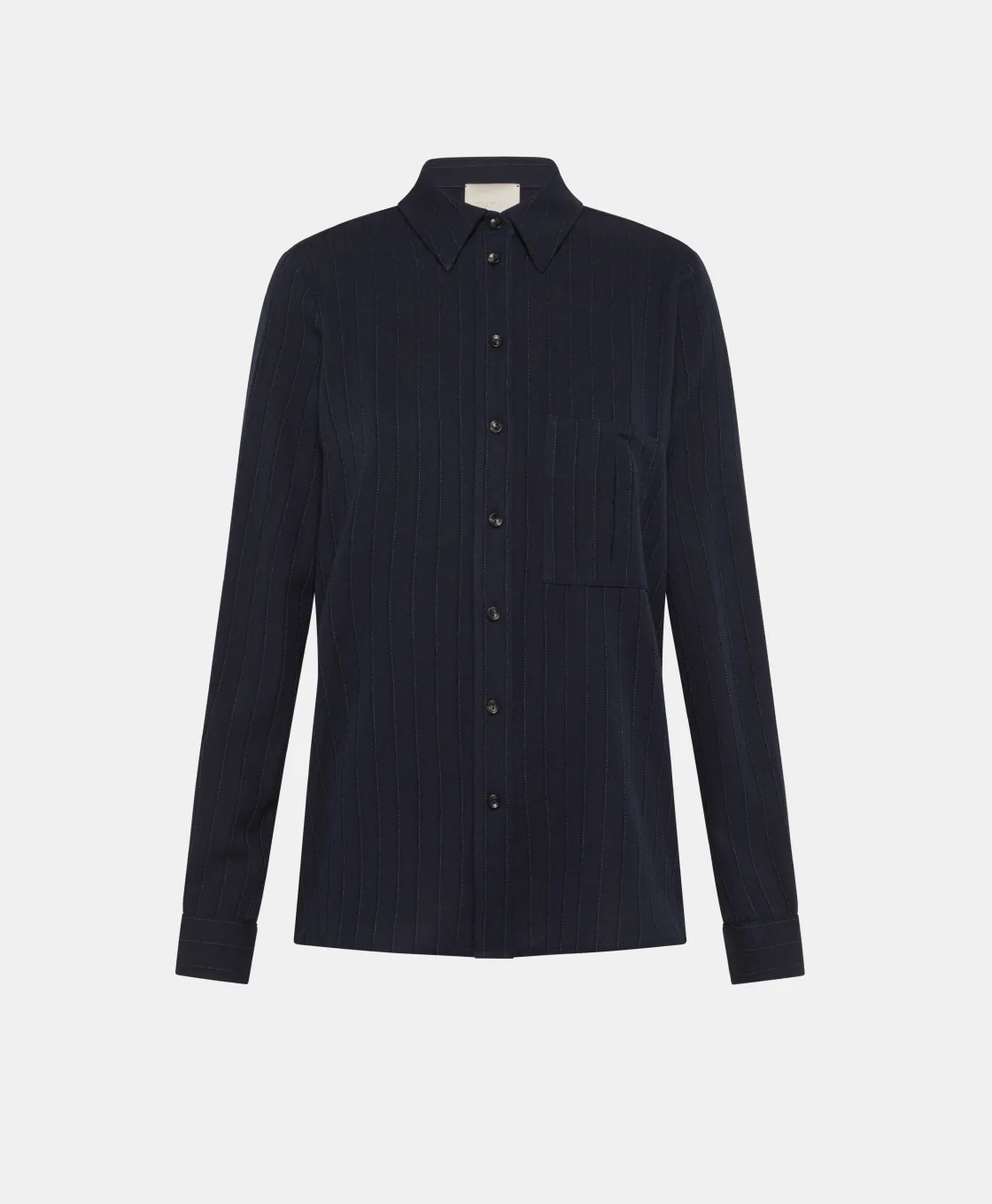 Momoni Chemises Et Blouses*CHEMISIER SADAO EN SERGÉ DE LAINE RAYÉ - Bleu
