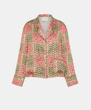 Momoni Chemises Et Blouses*CHEMISIER SAYA EN VISCOSE JACQUARD IMPRIMÉE - Militaire/Corail