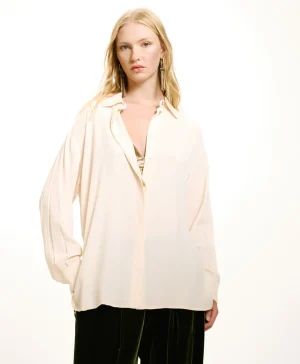 Momoni Chemises Et Blouses*CHEMISIER SAYONARA EN ACÉTATE/SOIE UNI - CRÈME Crème