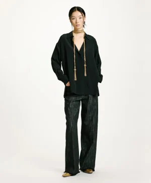 Momoni Chemises Et Blouses*CHEMISIER SAYONARA EN ACÉTATE/SOIE UNI - Noir