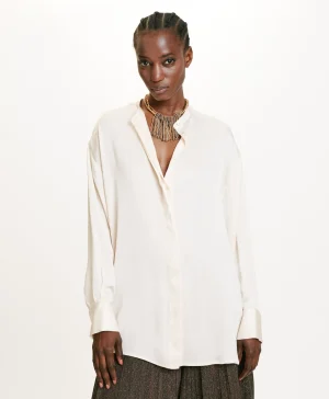 Momoni Chemises Et Blouses*CHEMISIER SORA EN SOIE LAVÉE - CRÈME Crème