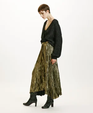 Momoni Jupes Et Shorts*JUPE EVALINE PLISSÉE EN LAMINÉ FLUIDE - OR FONCÉ OrFoncé