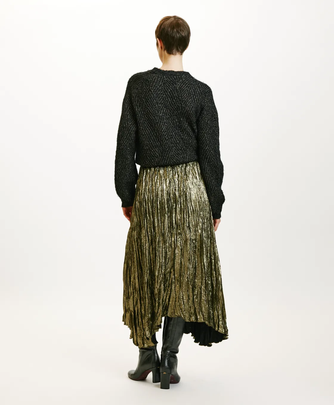 Momoni Jupes Et Shorts*JUPE EVALINE PLISSÉE EN LAMINÉ FLUIDE - OR FONCÉ OrFoncé