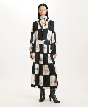 Momoni Jupes Et Shorts*JUPE HARUKA EN SERGÉ DE SOIE IMPRIMÉ - MULTICOLORE NOIR MulticoloreNoir