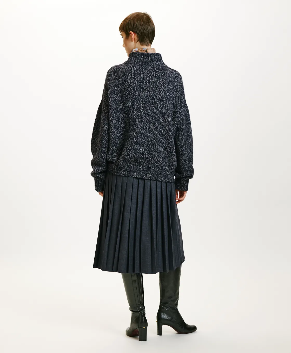 Momoni Jupes Et Shorts*JUPE SENCHA EN CHEVRON VISCOSE LAINE STRETCH - GRIS CHARBON GrisCharbon