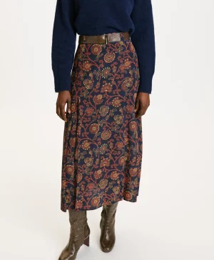 Momoni Jupes Et Shorts*JUPE TAKUMA EN CRÊPE DE CHINE IMPRIMÉ - Bleu/Orange