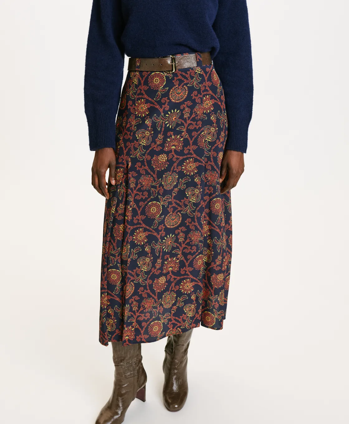 Momoni Jupes Et Shorts*JUPE TAKUMA EN CRÊPE DE CHINE IMPRIMÉ - Bleu/Orange