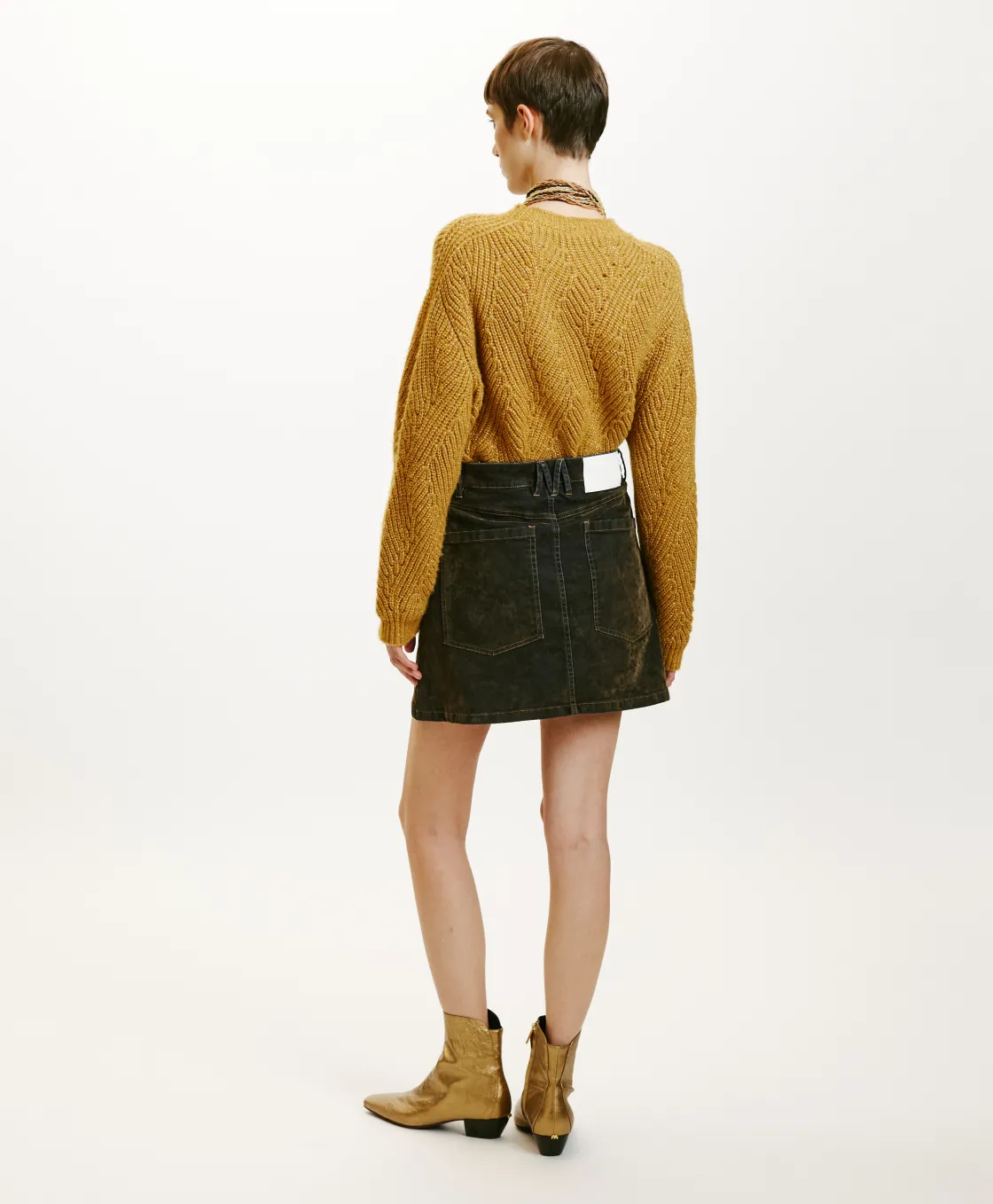 Momoni Jupes Et Shorts*JUPE TEMPURA EN DENIM FLOCK - VERT MILITAIRE VertMilitaire