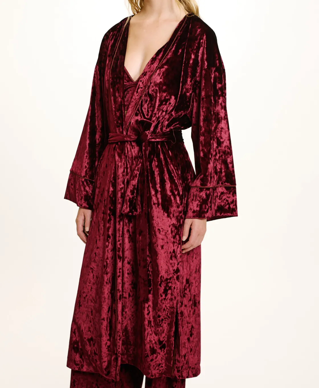 Momoni Manteaux*MANTEAU CALLA EN VELOURS STRETCH - Bordeaux