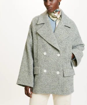 Momoni Manteaux*MANTEAU ICHIKA BIS EN CHEVRON BICOLORE - CÉRULÉEN MULTICOLORE CéruléenMulticolore