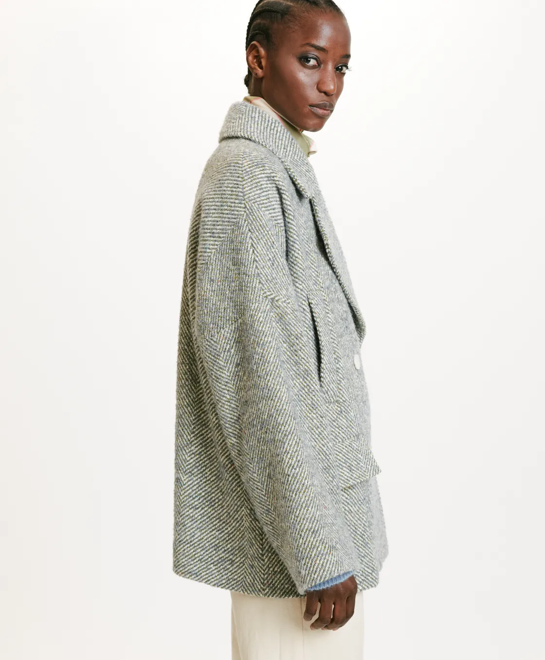 Momoni Manteaux*MANTEAU ICHIKA BIS EN CHEVRON BICOLORE - CÉRULÉEN MULTICOLORE CéruléenMulticolore