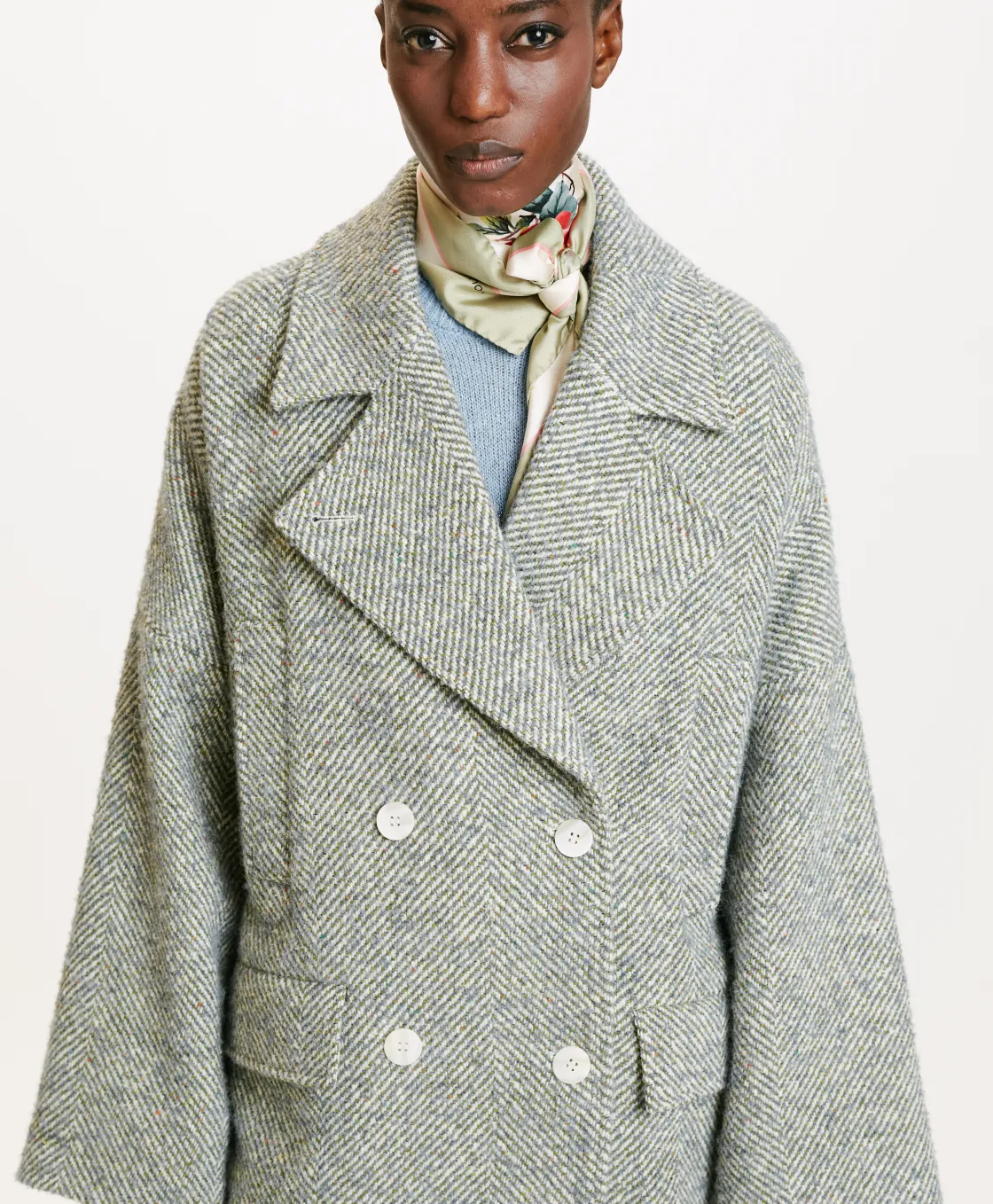 Momoni Manteaux*MANTEAU ICHIKA BIS EN CHEVRON BICOLORE - CÉRULÉEN MULTICOLORE CéruléenMulticolore