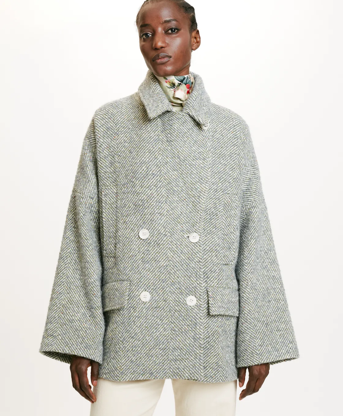 Momoni Manteaux*MANTEAU ICHIKA BIS EN CHEVRON BICOLORE - CÉRULÉEN MULTICOLORE CéruléenMulticolore