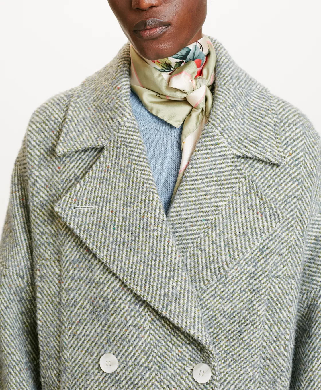 Momoni Manteaux*MANTEAU ICHIKA BIS EN CHEVRON BICOLORE - CÉRULÉEN MULTICOLORE CéruléenMulticolore