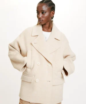 Momoni Manteaux*MANTEAU ICHIKA BIS EN PANNE DOUBLE LAINE ALPAGA - Beige