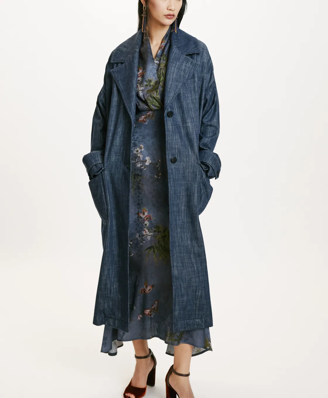 Momoni Manteaux*MANTEAU JUNKO EN DENIM COULEUR FERME - BLEU JEAN BleuJean