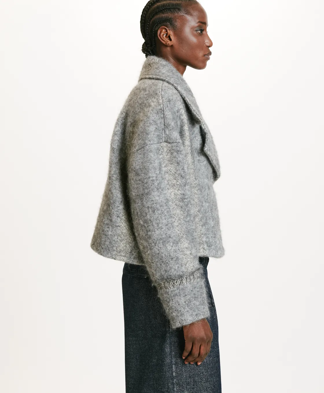 Momoni Manteaux*MANTEAU KENPI EN PANNE LAINE ALPAGA EN GAZE - Gris