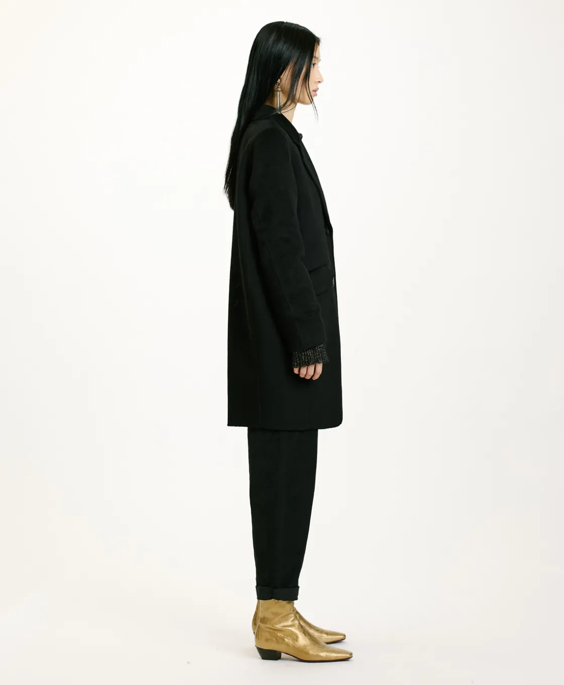 Momoni Manteaux*MANTEAU POMERANIA EN PANNE DOUBLE - Noir