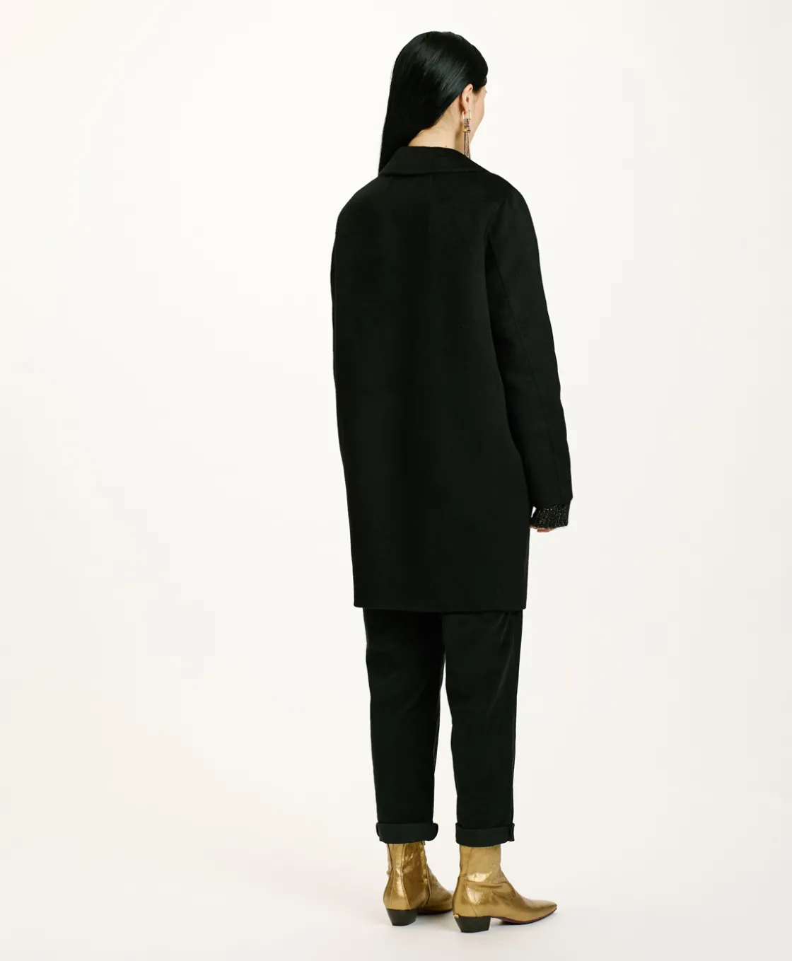 Momoni Manteaux*MANTEAU POMERANIA EN PANNE DOUBLE - Noir