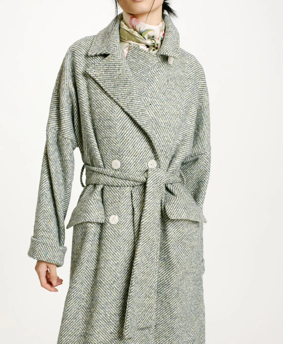 Momoni Manteaux*MANTEAU SAYURI EN CHEVRON BICOLORE - CÉRULÉEN MULTICOLORE CéruléenMulticolore