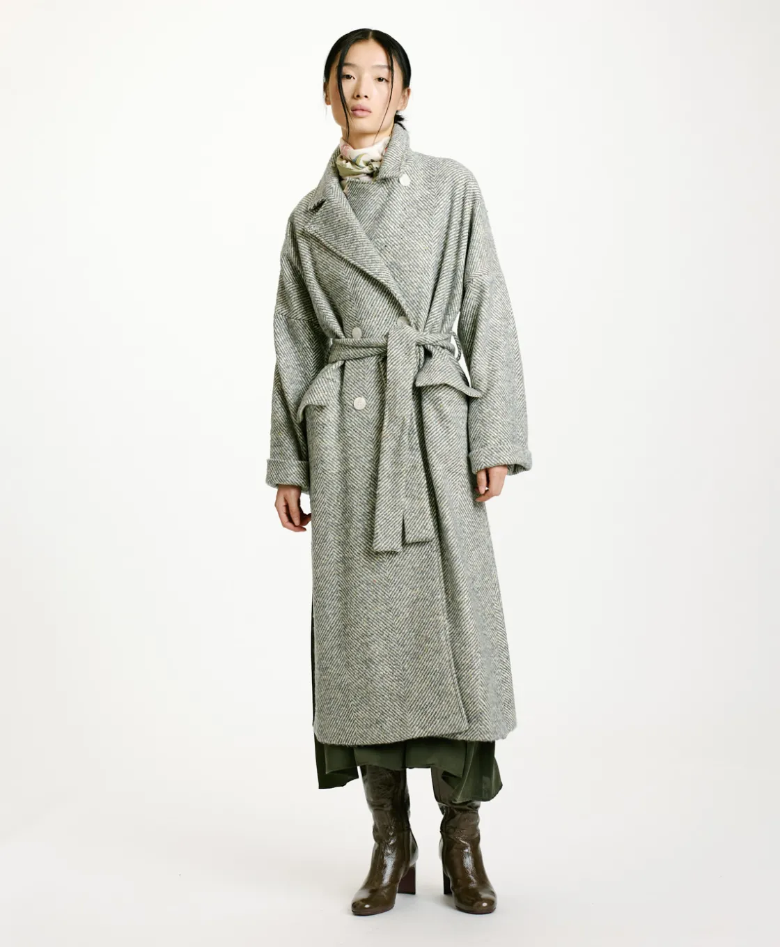 Momoni Manteaux*MANTEAU SAYURI EN CHEVRON BICOLORE - CÉRULÉEN MULTICOLORE CéruléenMulticolore