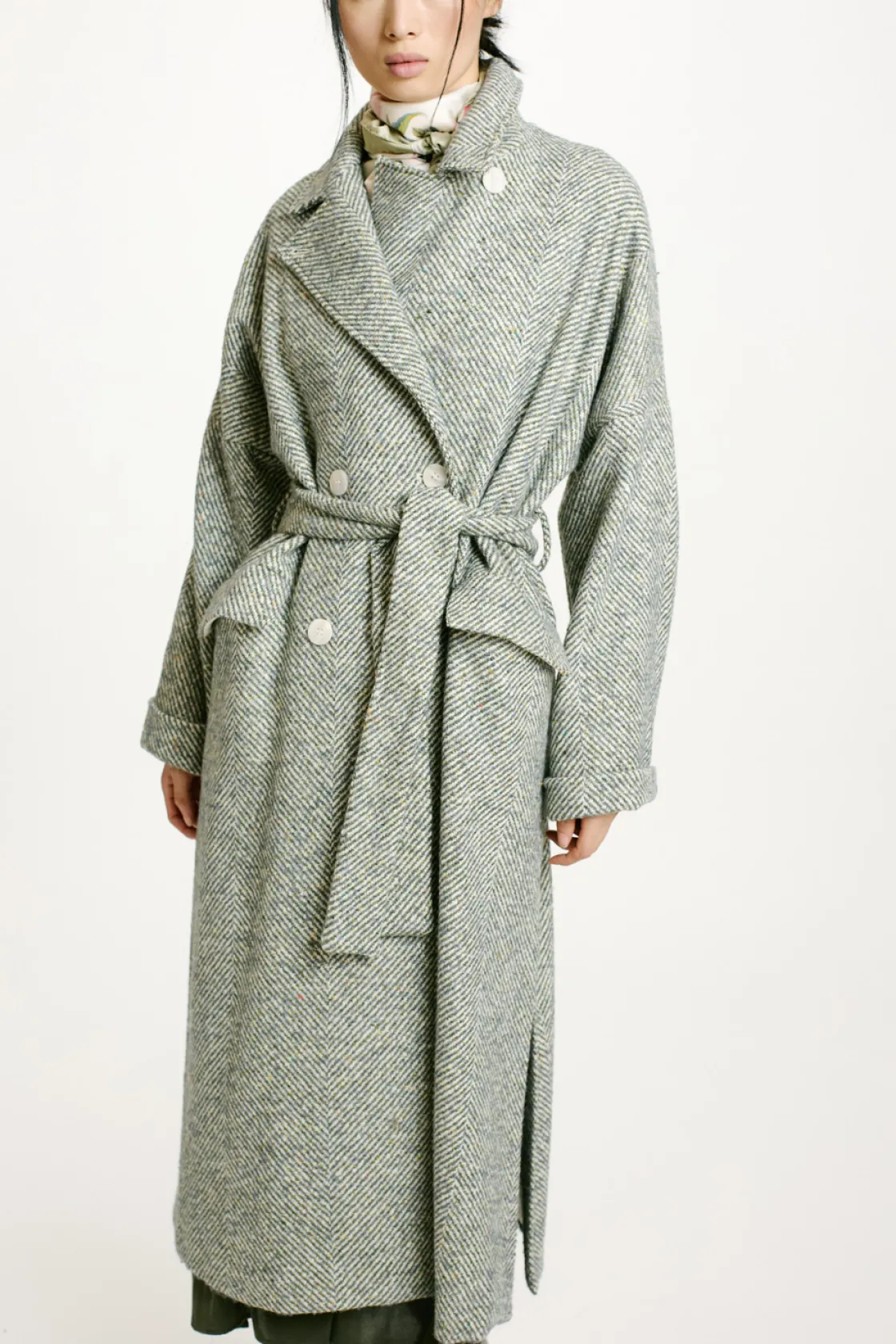 Momoni Manteaux*MANTEAU SAYURI EN CHEVRON BICOLORE - CÉRULÉEN MULTICOLORE CéruléenMulticolore