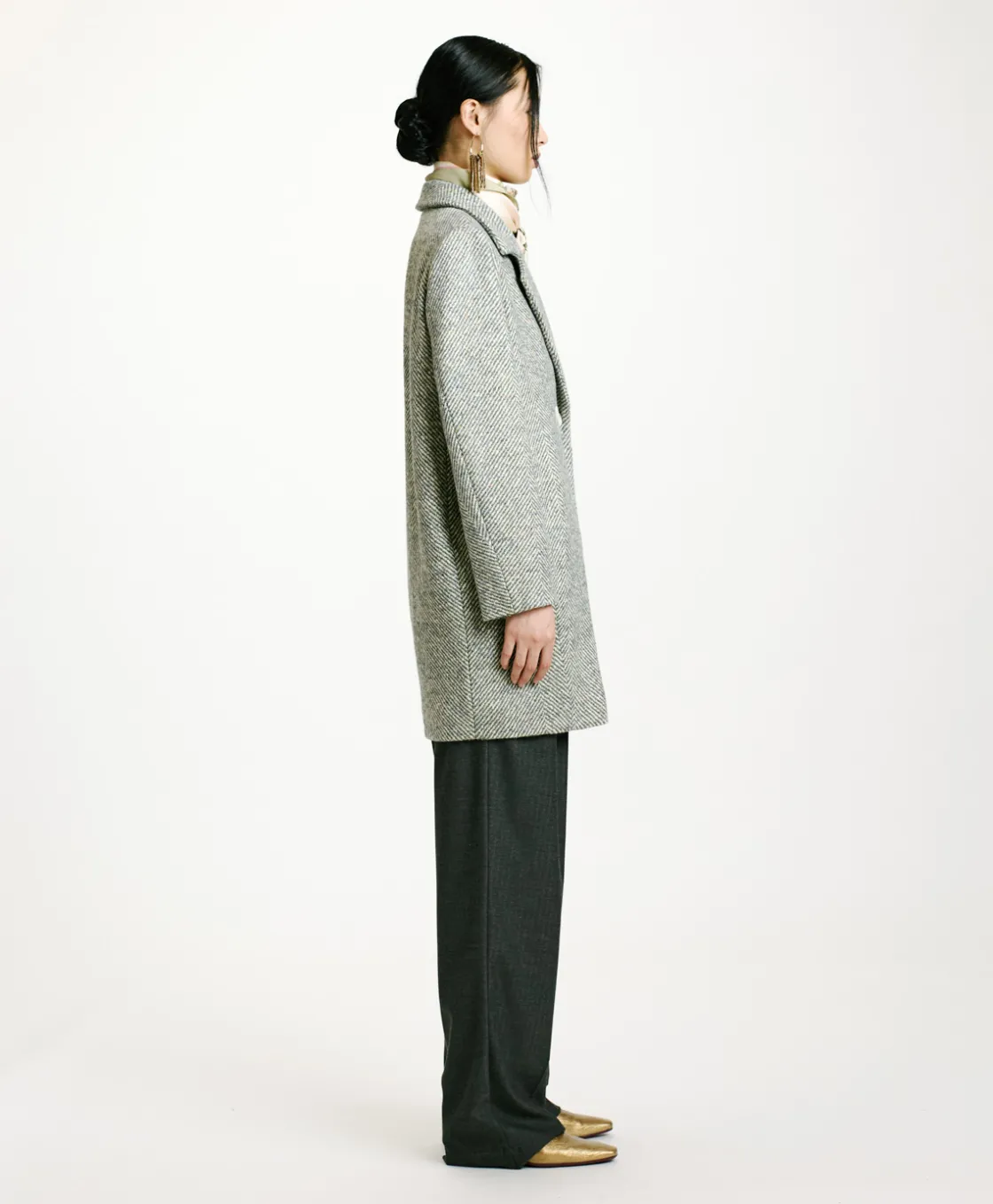 Momoni Manteaux*MANTEAU SHIBA EN CHEVRON BICOLORE - CÉRULÉEN MULTICOLORE CéruléenMulticolore