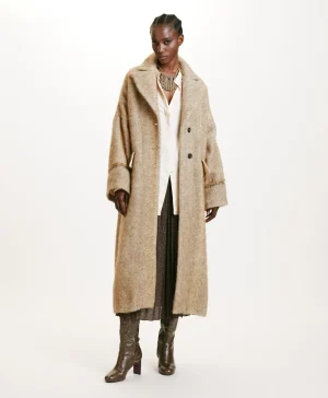 Momoni Manteaux*MANTEAU SHIRUKO EN PANNE LAINE ALPAGA EN GAZE - Beige