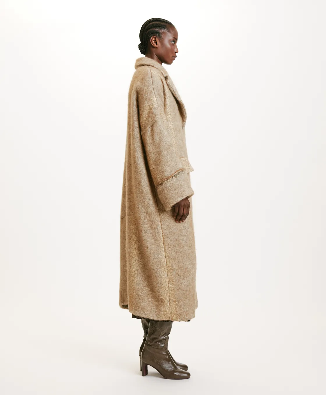 Momoni Manteaux*MANTEAU SHIRUKO EN PANNE LAINE ALPAGA EN GAZE - Beige