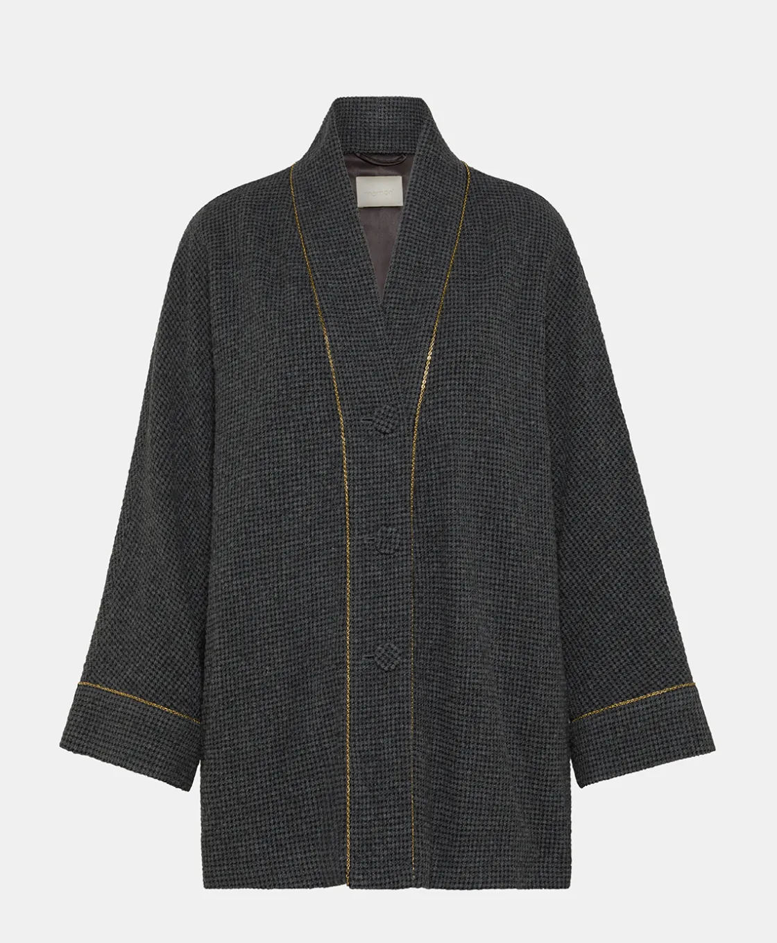 Momoni Manteaux*MANTEAU TARA EN PIED-DE-POULE SEERSUCKER - Noir/Anthracite