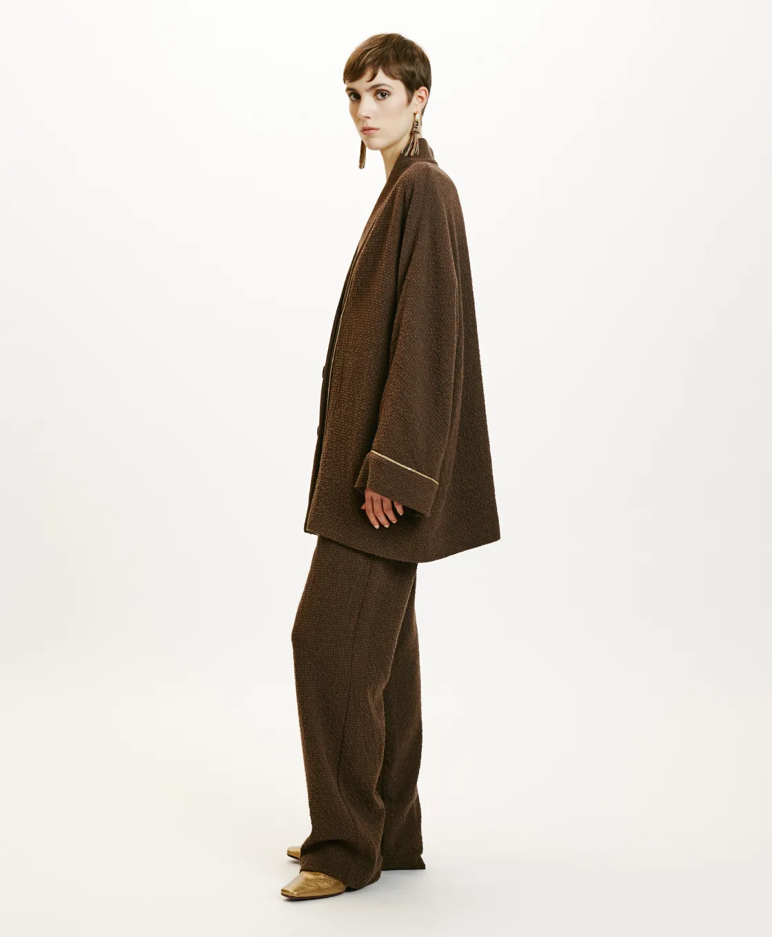 Momoni Manteaux*MANTEAU TARA EN PIED-DE-POULE SEERSUCKER - CACAO MULTICOLORE CacaoMulticolore