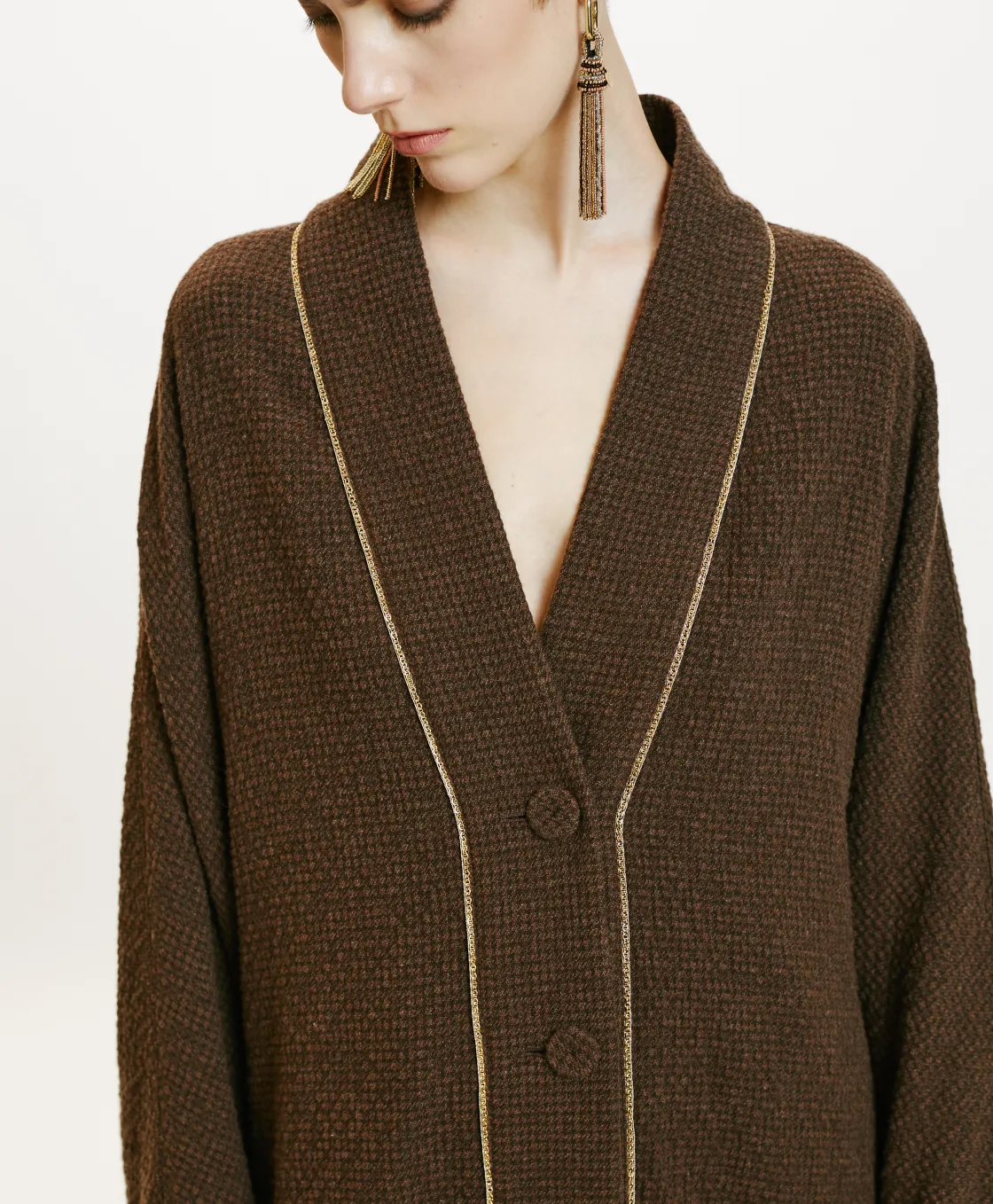 Momoni Manteaux*MANTEAU TARA EN PIED-DE-POULE SEERSUCKER - CACAO MULTICOLORE CacaoMulticolore